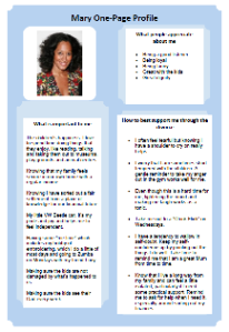 Mary's one-page profile 