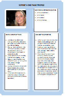 Sophie's one-page profile